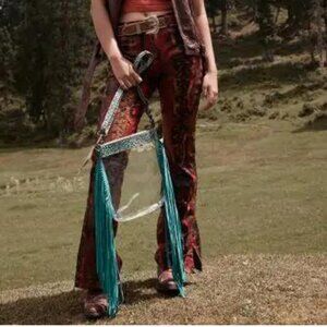 MYRA BAG Beth Ridge Fringed Clear Western Stadium Festival Bag NWT